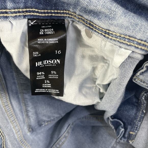 Hudson Womens Jeans Flap Pocket Button Sz 16 x 27 Straight Leg Icy Blue Mid Rise - Picture 3 of 15